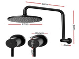 Cefito 9'' Rain Overhead Swivel Shower Head with Wall Twin Swivel Bathroom Tap SHOWER-A3-RO-9-BK-TAP-RO