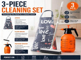Home Closed Room Dust Cleaning Essentials Bundle - "LOVE" letter pattern Waterproof Apron, White V888-ELOSUNG53588