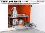 2 Tier 20"Wx21"Dx15"H Pull Cabinet Organizer, Heavy Duty Slide Pantry Shelves, Steel Roll V952-HGS220W21D15HSW3PV0
