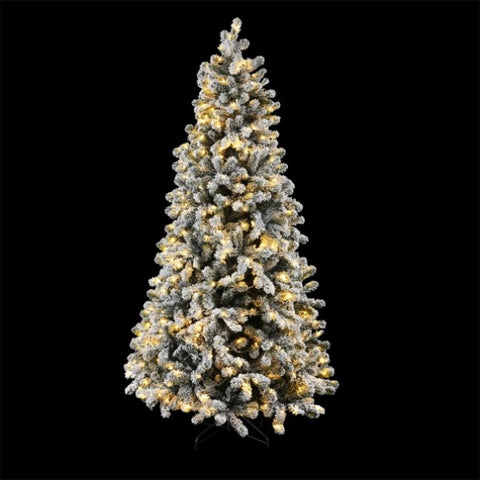 Jingle Jollys Christmas Tree 2.1m Snow Flocked LED Xmas Decoration 8 Light Modes XM-TR-WELL-7FT-GS-LED