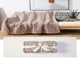 Beige and Khaki Luxurious Leopard Print Knit Throw Blanket - Ultra-Soft Jacquard Plush for Sofa, Bed V888-ELOSUNG27777