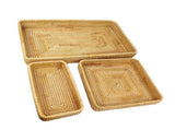 Rattan Tray Tabletop Organization Hand Woven Snack Storage Basket Multifunctional Serving Tray 3 Pcs V1294-YM0703-3118230023614