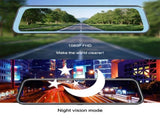 10-Inch Dual Lens Dash Cam Mirror - 1080P FHD Touch Screen Car DVR with Rear Camera, Night Vision & V888-ELOSUNG35863