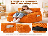 Kids Single Sofa Chair with Corduroy Fabric and Storage Pocket, Cozy Bean Bag Lounger for Children V1341-ZY-C5Q3UD7X-GREEN