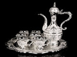Elegant Gold Metal Serving Set - Decanter, 6 Cups, Tray V888-ELOSUNG26382