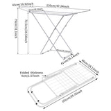 Double Wing Floor Folding Drying Rack For Clothes Quilt Towel-White V1161-108152