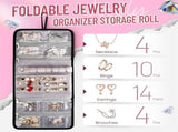 Pink 4-in-1 Travel Cosmetic Organizer Bag with Detachable Polyester Storage Boxes and Jewelry Roll, V888-ELOSUNG17154
