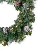 Christabelle 61cm Christmas Wreath Bayville Pine with LED Lights Front Door Decoration Ornament 112_NATBV61