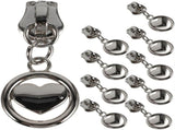 Jacket Zipper Replacement Slider Heart Shape Metal 10Pcs for Women V1366-AZ2-W-19206
