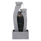 Gardeon Solar Fountain Water Feature Outdoor Fountain Indoor 3-Tier Cascading Grey FOUNT-B-MUSHROOM-2LVL-GR