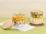 6 Pack 16oz Glass Oats Containers with Bamboo Lids Wide Mouth Salad Jars V1263-JX-5945