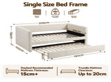 Artiss Single Daybed with Trundle, Boucle Upholstered Bed Frame Guest Bed BFRAME-I-DUET-S-WH-AB
