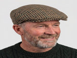 DENTS Abraham Moon Tweed Flat Cap Wool Ivy Hat Driving Cabbie Quilted - Brown V563-1-3038-BROWN-L