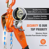 VEVOR Manual Lever Chain Hoist, 3/4 Ton 1650 lbs Capacity 10 FT Come Along, G80 Galvanized Carbon V952-CGSBHL34T10FT5KRRV0