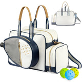 Pickleball Paddle Bag Large Capacity Sports Tote Racket Shoes Water Bottle Phone with Fence Hook V1341-ZY-HFDVHRDH-WHITE