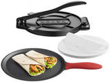 250mm Cast Iron Tortilla & Roti Press, Heavy-Duty Dough Taco Maker with Handle & 100 Parchment V767-VVR-SYSBBYZTSD10PCND5001V0