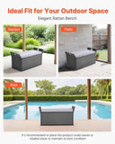 Outdoor Storage Bench, 2-Person PE Rattan Storage Bench, 151L Deck Box with Cushion & Side Handle, V952-TTHWCWZDTT402V9MA001V0