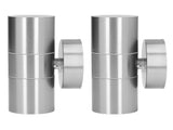 2Pcs GU10 Stainless Steel Outdoor Wall Sconce Waterproof LED Cylinder Up Down Wall Light for Yard V1294-YM0715-3119210323211