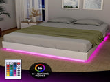 Artiss Double Bed Frame with 16Colour Led Light Wooden Platform Bed Base DAYGLOW WBED-DAYGLOW-D-WH-ABC