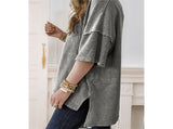 Summer Oversized Side Casual Short Sleeve Basic Tees Light XXL V1369-AZ3-W-12944
