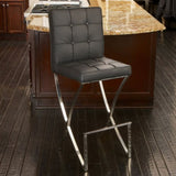 Pandora Bonded Leather & Steel Bar Stool in Black V1041-JMC-1083BLACK