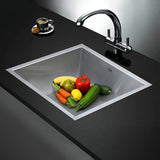 440x440mm Handmade Stainless Steel Undermount / Topmount Kitchen Laundry Sink with Waste V63-819513