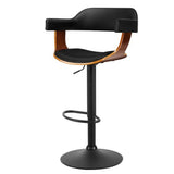 Artiss Bar Stools Gas Lift Leather w/Armrest All Black BA-TW-8006B-BK
