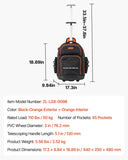 Rolling Tool Backpack, 110 lbs Load Capacity, 45 Pockets Heavy Duty Roller Tool Bag on Wheels, V952-GLGJBB14YC168FJ9Q001V0