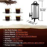 Stainless Steel Insulated Beverage Dispenser, 9.2 Liter, Thermal Hot and Cold Drink Server Dispenser V952-YLHLQQYX12L0TQWXUV0