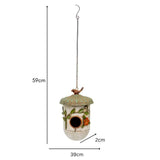 Hanging Birdhouse w Blue Roof Perched Bird 59cm V637-24851BRD