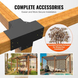 VEVOR Pergola Bracket Kit 152x152mm, 2pcs 4-Way Heavy Duty Corner Bracket Woodworks DIY Post Base V952-LPJJST2PCS6X19RDFV0