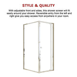 Adjustable Semi Frameless Shower Screen 74-82cm x 98-101cm With Gold Hardware For Modern Bathrooms V63-958231