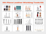 Leather Working Tools Kit, 59 PCS Leather Craft Tools with Portable Canvas Storage Bag, Engraving V952-PGGJTZFBGJB6K60DTV0