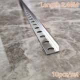 10 x Tile Trim Heavy Duty L Shaped Edge Aluminium 10mm V63-844571