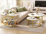 Artiss Side Table Marble Finish Coffee Table Nightstand Storage Shelf White&Gold FUR-S-COF16-CD-GDWH