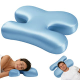 Side Sleeper Pillow for Anti-Wrinkle, Cooling Memory Foam Beauty Pillows for Neck Pain & Breathing V1107-115-88297-BLU