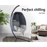 Gardeon Outdoor Egg Swing Chair Patio Furniture Pod Stand Canopy Foldable Grey HM-EGG-FOLD-S-GREY