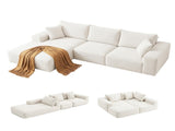 Artiss 3 Seater Modular Sofa Bed Sectional Boneless Couches for Living Room Corduroy Compressed Sofa SBED-K-CDY-4S-WH-ABC
