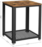 2-Tier Side Table with Storage Shelf with Metal Frame Rustic Brown V178-11246