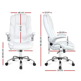 Artiss 8 Point Massage Office Chair PU Leather White MOC-1223-WH