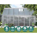 Green Fingers Greenhouse 3.6x2.5x1.95M Aluminium Polycarbonate Green House Garden Shed GH-ALU-C-362X250-AB