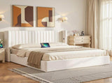 Artiss King Bed Frame with Gaslift Storage USB Type-C Charging Ports Velvet Upholstery White BFRAME-G-RITA-K-WH-ABC