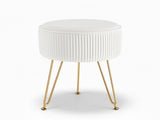 Artiss Ottoman Foot Stool Vanity Velvet Round White FS-B-02-VEL-WH