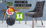 4X French Provincial Dining Chair Oak Leg AMOUR BLACK V274-FT-FC8443-BK4