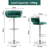 SERENIT Silver Swivel Upholstered Velvet Adjustable Height Counter Stool with Metal Frame Emerald V255-GP2311R-GREEN