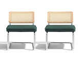 Artiss Dining Chairs Set of 2 Velvet Rattan Cantilever Green DINING-B-C01-VEL-GNX2