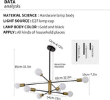 Sputnik Chandelier Modern Industrial, 8-Light , Black & Gold V178-33531