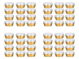 Dessert Cups with Lids, 100 Pack Gold Aluminum Foil Baking Cups Holders, Cupcake Bake Utility V1369-AZ3-W-11681