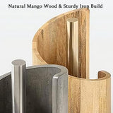 Mountain Paper Towel Countertop with Mango Wood Base and Iron Stand, Natural Wood Paper Towel V1366-AZ2-W-11449