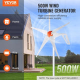 VEVOR 500W Wind Turbine Generator, 12V Wind Turbine Kit, 5-Blade Wind Power Generator with MPPT V952-FSSFLWLFDJ4078Z0GV9